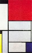 Piet Mondrian Composition with Black, Red, Gray, Yellow, and Blue oil